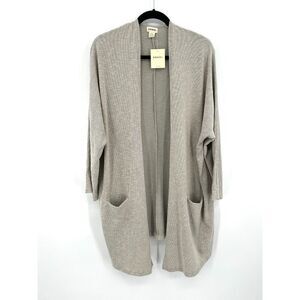 NWT DONNI. Gray Ribbed Open Front Fall Cardigan Sweater One Size